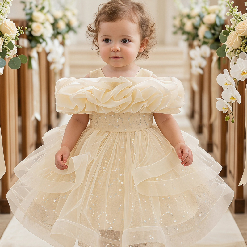 Glitter Tablecloth - 2026 Children Girls Tulle Beaded Sequin