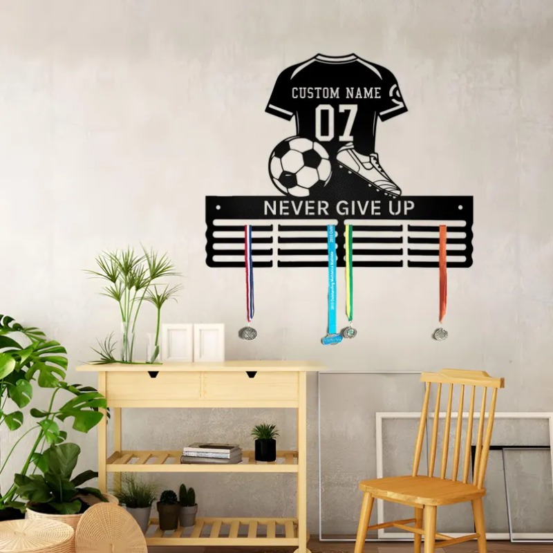 Event Party - Personalized Name Tag Rack, Football Medal
