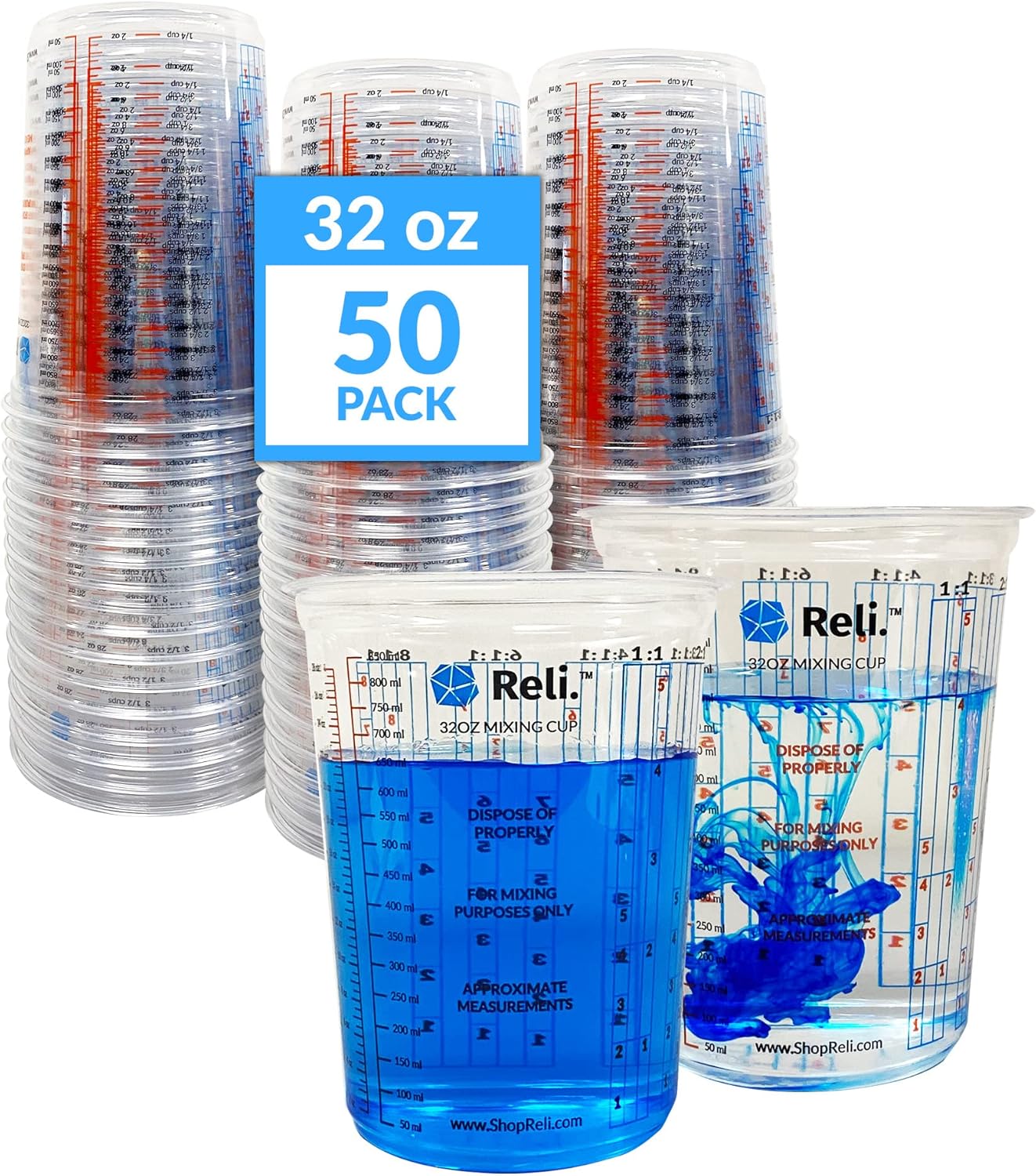 Plastic Cup 50Pcs - 50 Pcs 32oz Disposable Paint Mixing