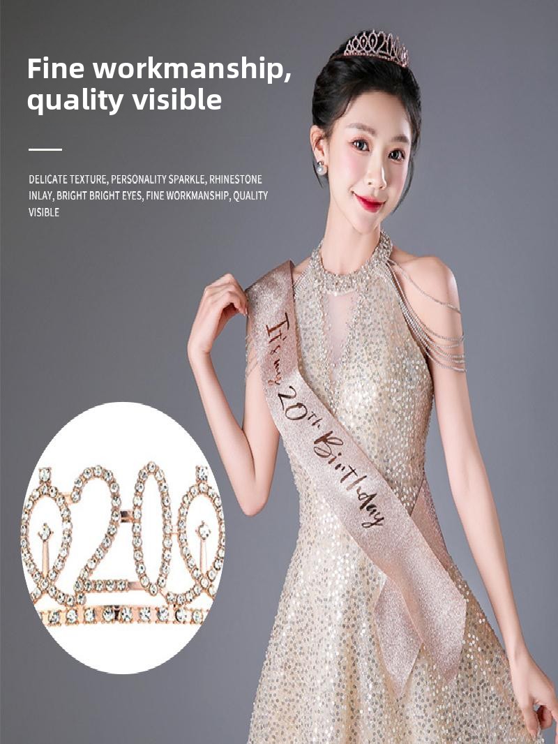 Champagne Gold Sparkle Crown S - Birthday Sash Glitter recensie en prijs