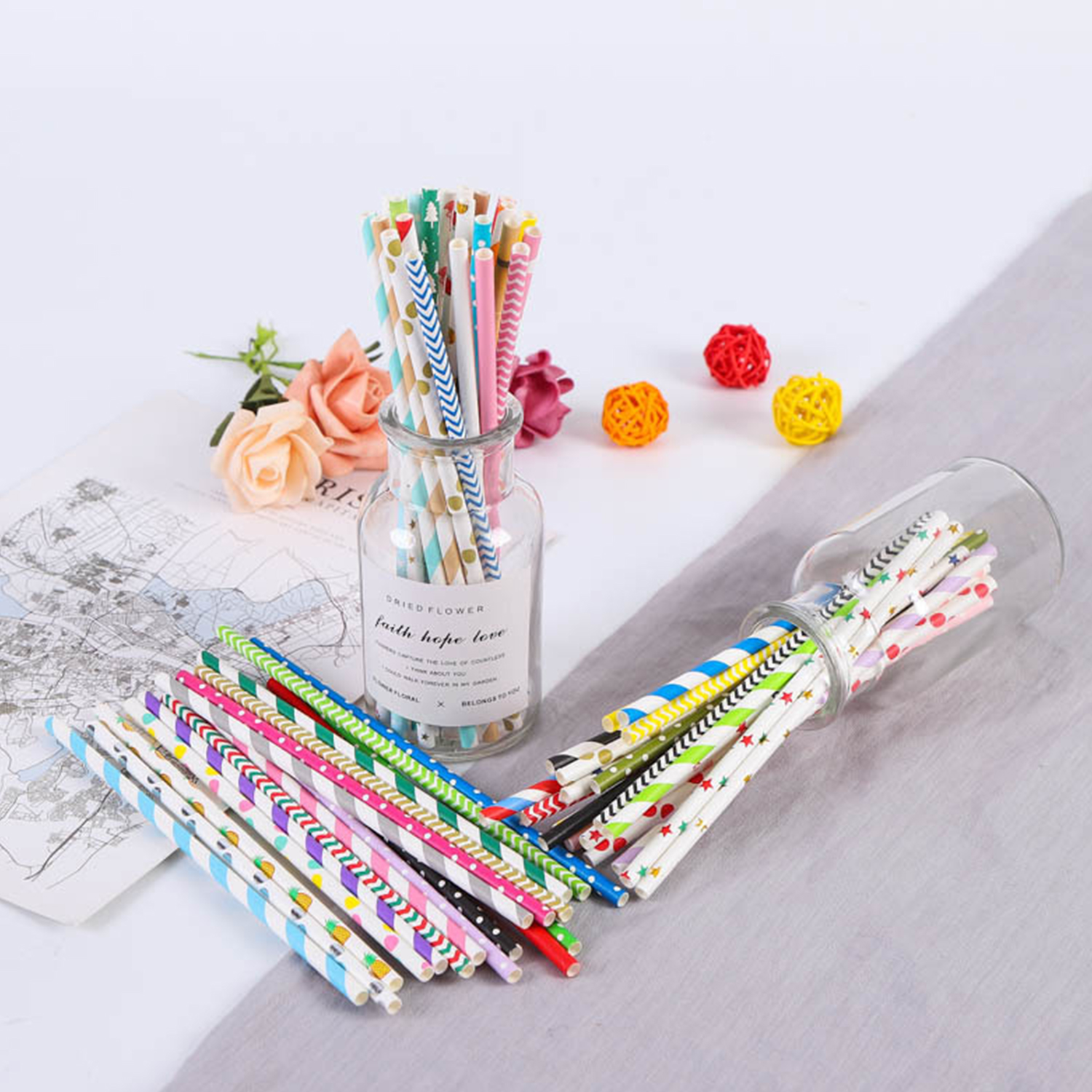 25 Pcs Colorful Disposable Pap - Paper Straw Color recensie en prijs