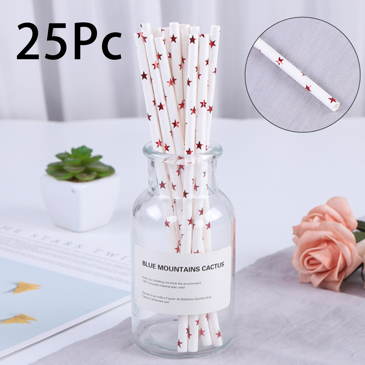 25 Pcs Colorful Disposable Pap - Paper Straw Color recensie en prijs