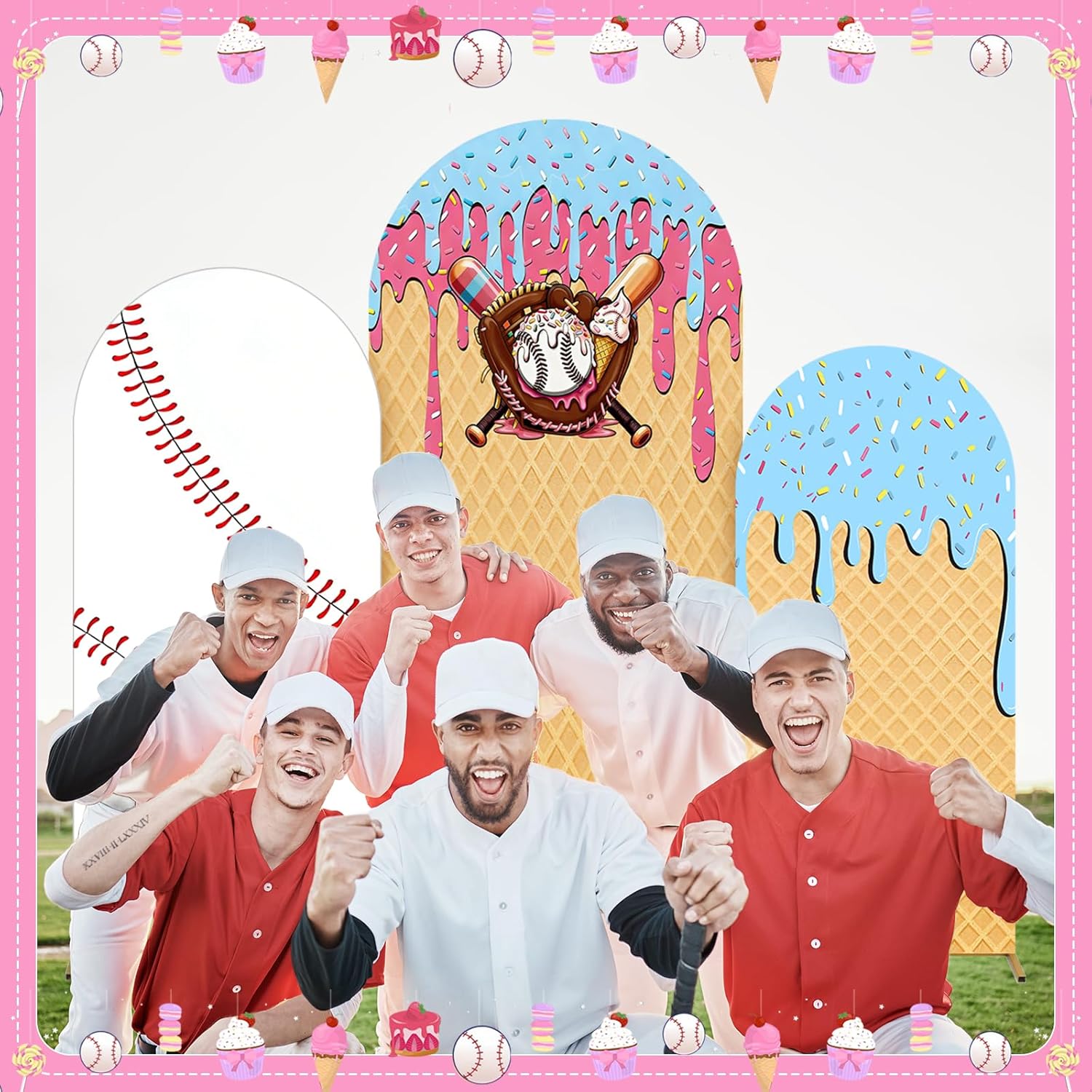 Baseball Ice Cream Drip Arch B - Dessert Table Backdrop recensie en prijs