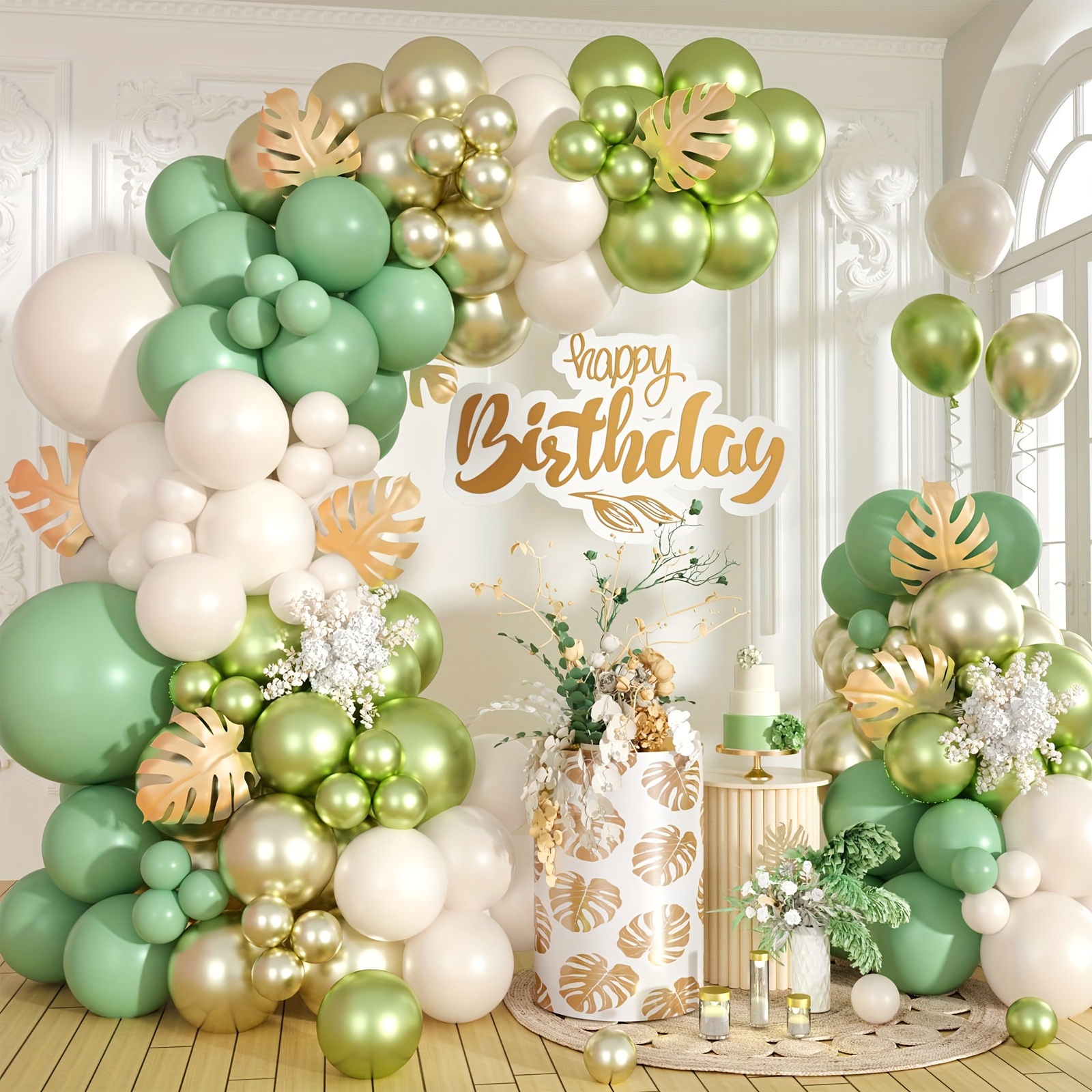 88pcs Sage Green & Golden Ball - Balloon Arch Kit recensie en prijs