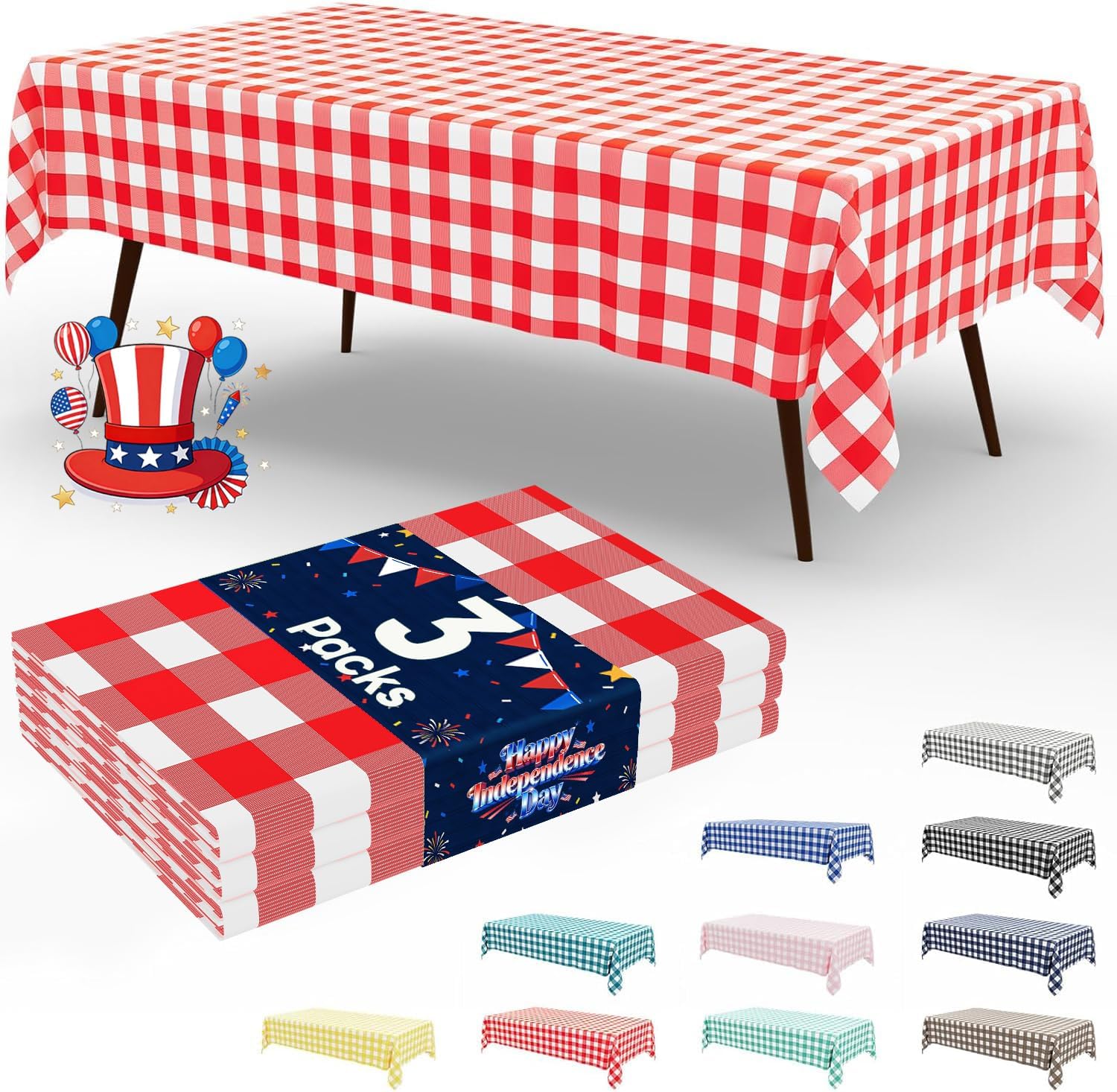 Smiry 3 Pack Red Gingham Dispo - Table Cloth Disposable recensie en prijs