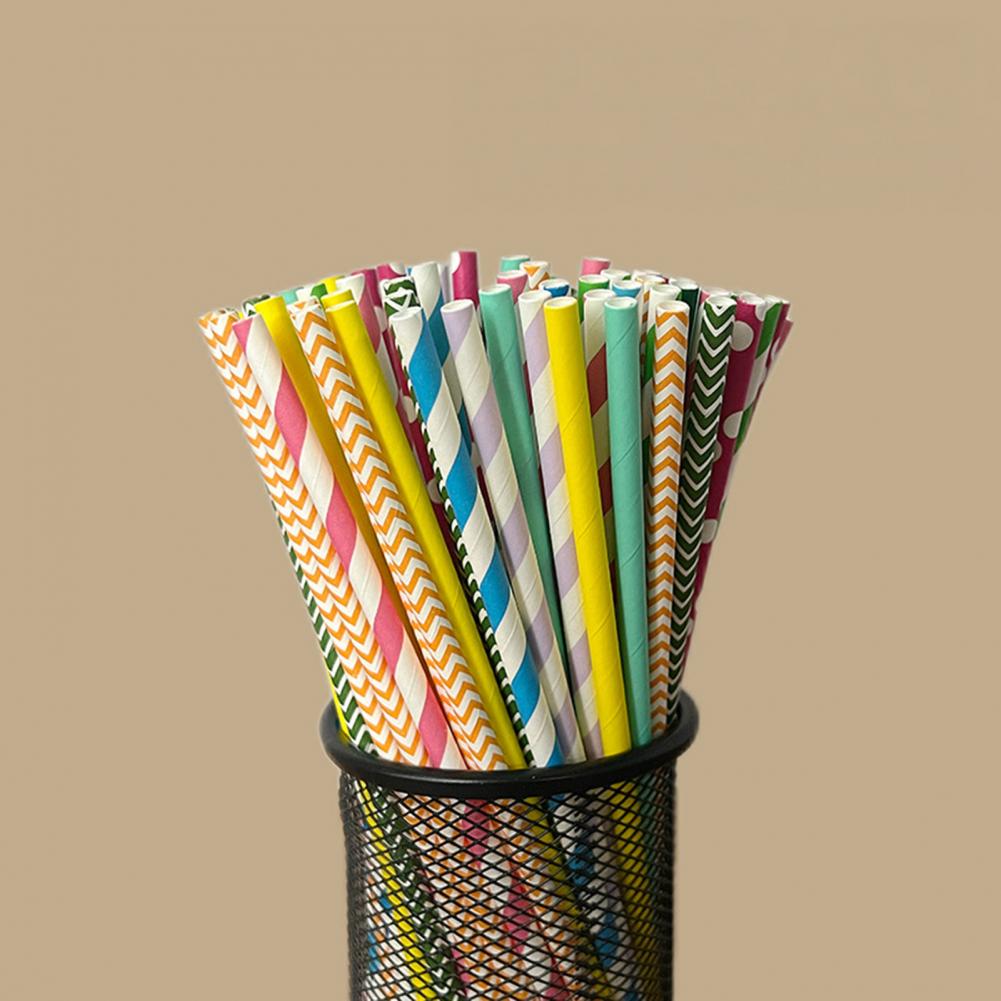 100Pcs Colorful Striped Print  - Paper Straw Color recensie en prijs