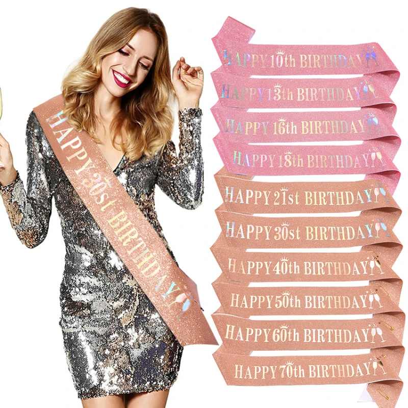 Happy 10th 13th 16th 21st 30th - Birthday Sash Glitter recensie en prijs