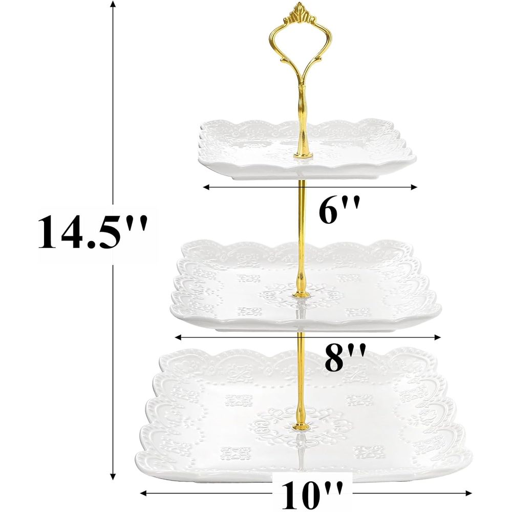 2 Pack 3-Tier White Ceramic Em - Cupcake Stand Tier recensie en prijs