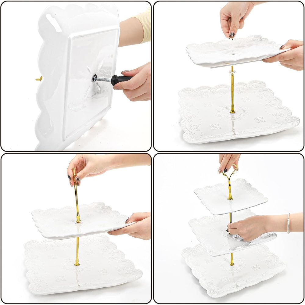 2 Pack 3-Tier White Ceramic Em - Cupcake Stand Tier recensie en prijs