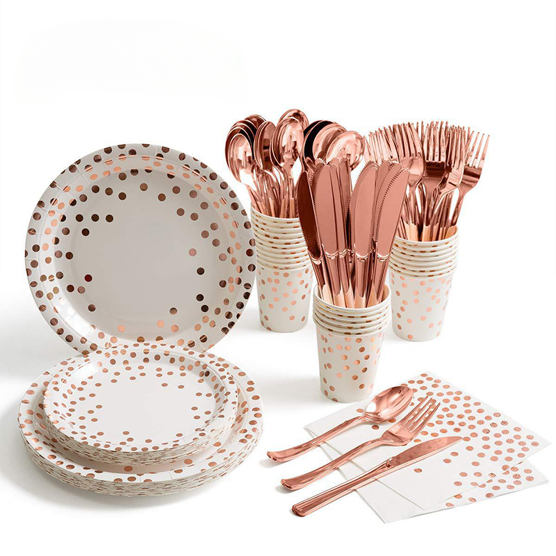 Rose Gold Party Tableware Kit  - Paper Straw Color recensie en prijs