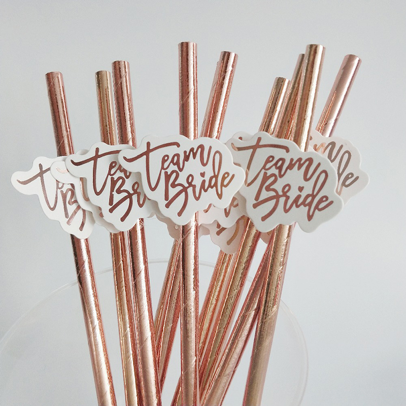 10pcs Team Bride Rose Gold Str - Paper Straw Color recensie en prijs