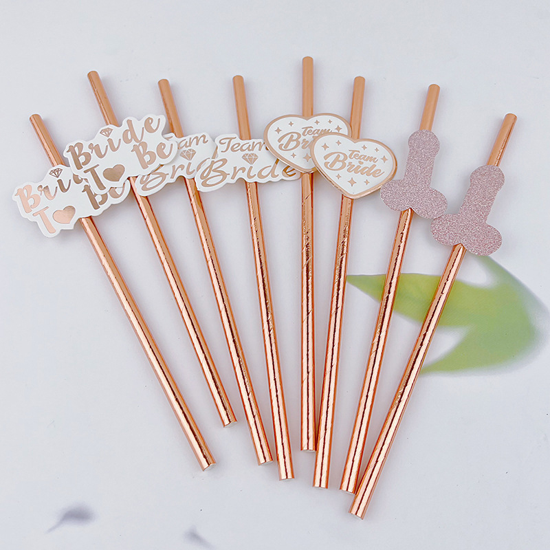 10pcs Team Bride Rose Gold Str - Paper Straw Color recensie en prijs
