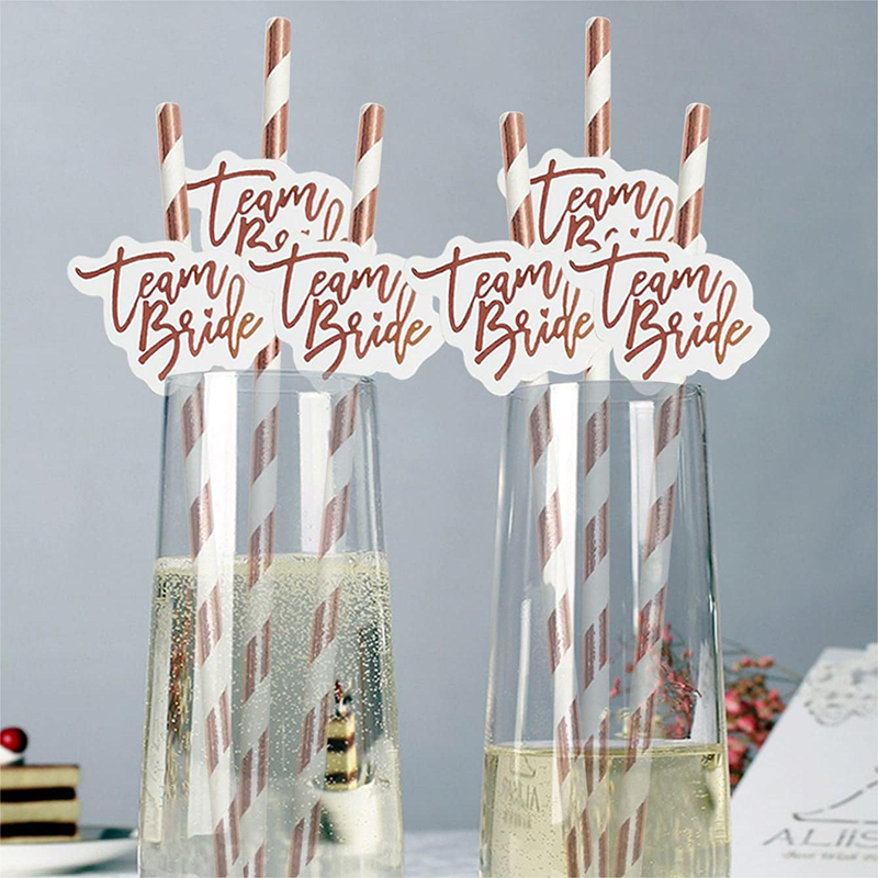 10pcs Team Bride Rose Gold Str - Paper Straw Color recensie en prijs
