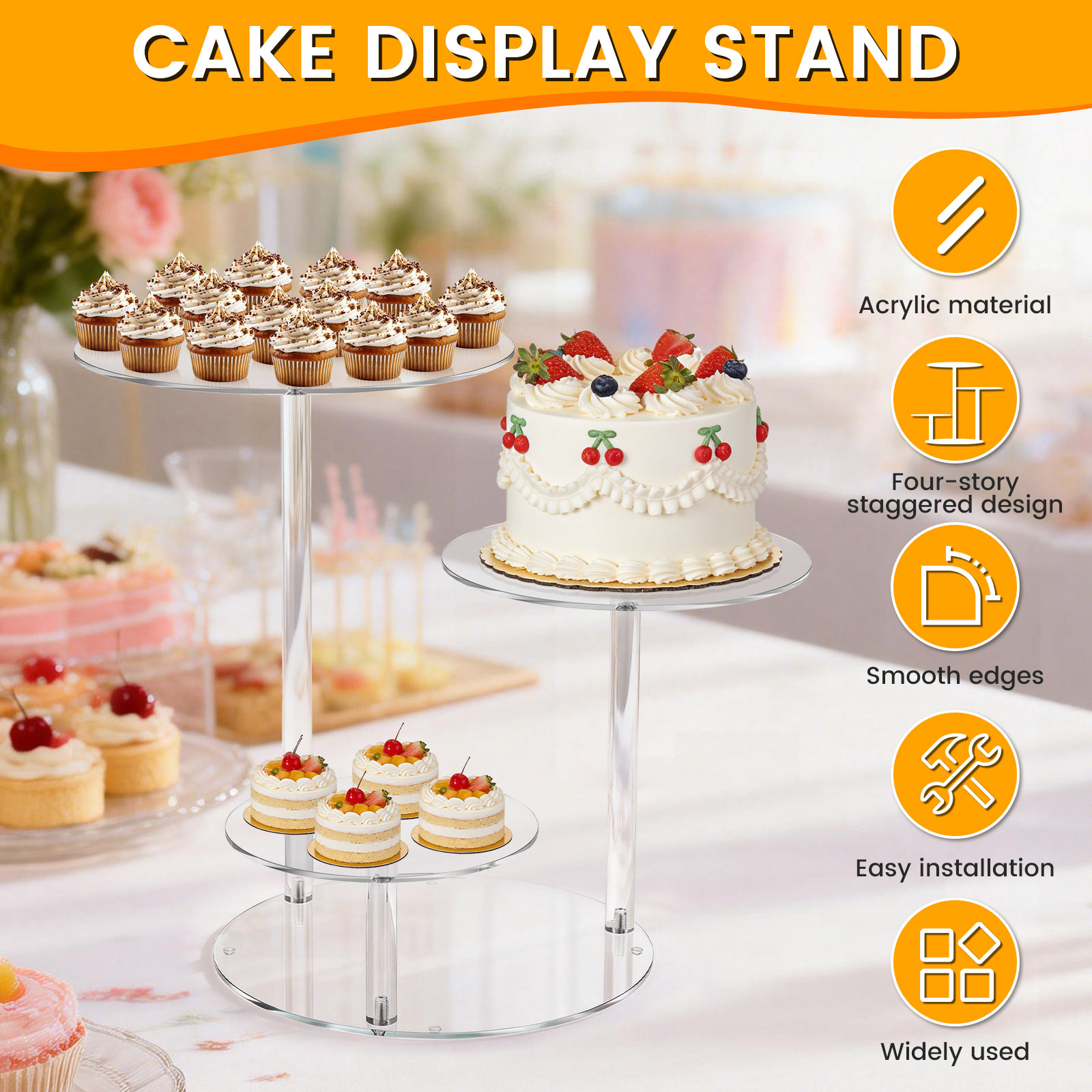 4 Tier Cake Stand Acrylic Tran - Cupcake Stand Tier recensie en prijs
