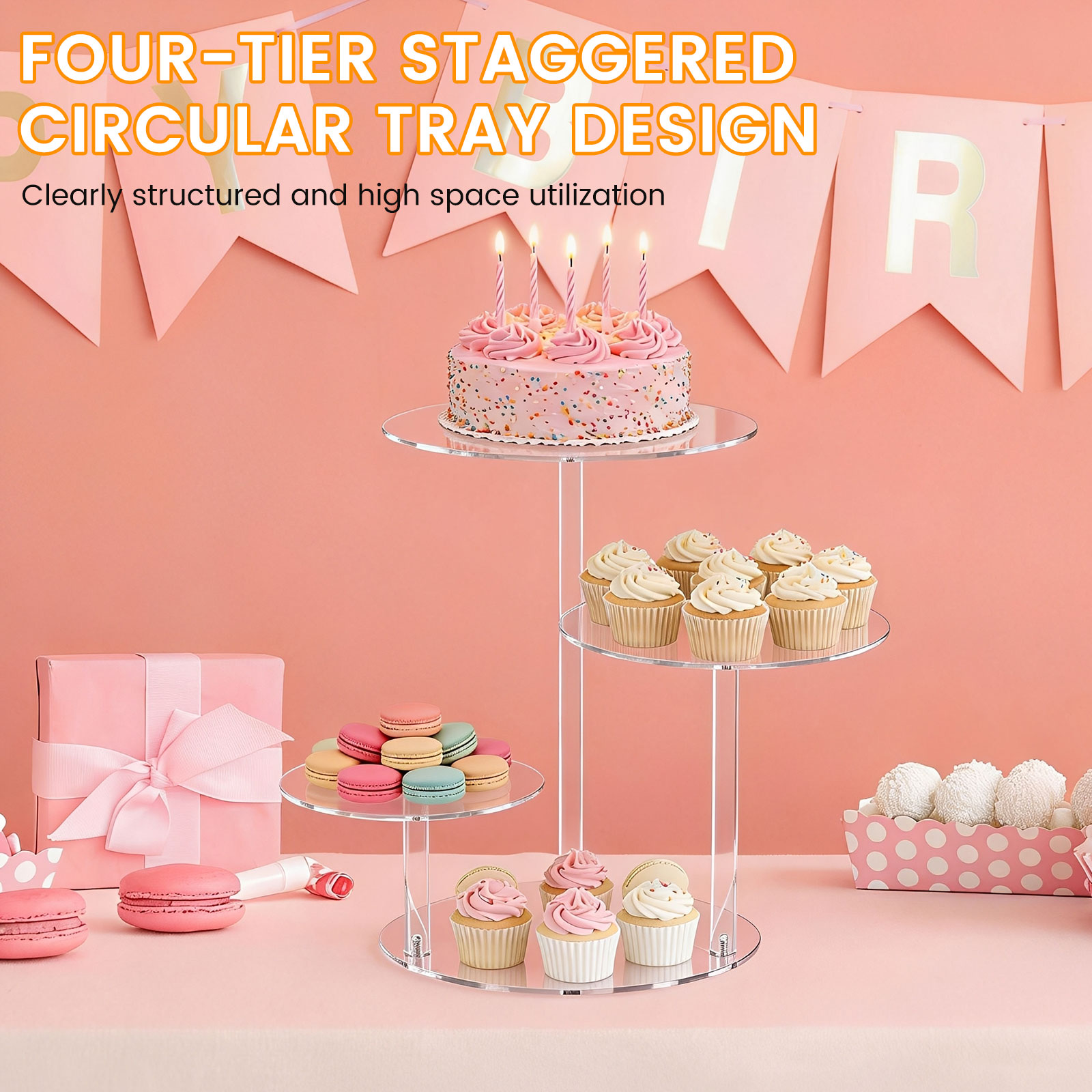 4 Tier Cake Stand Acrylic Tran - Cupcake Stand Tier recensie en prijs