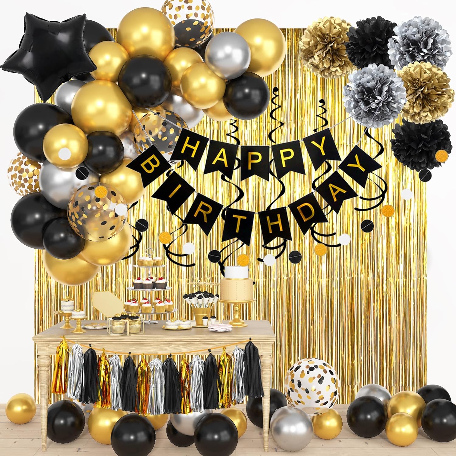 Black Gold Happy Birthday Deco - Balloon Arch Kit recensie en prijs