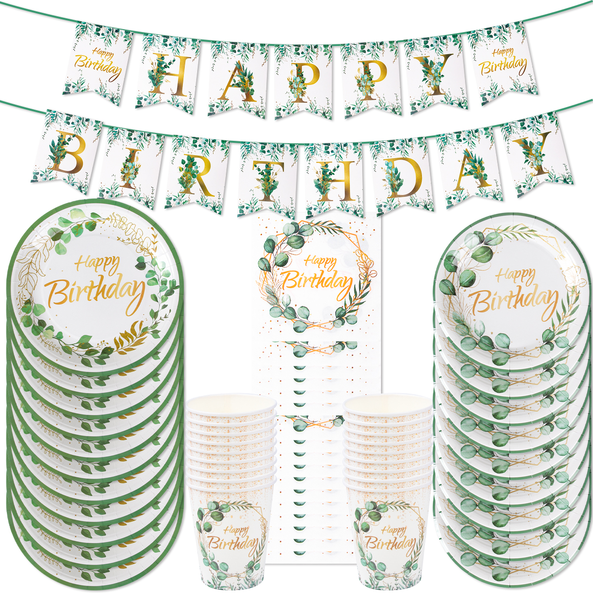 Green Eucalyptus Leaf Happy Bi - Table Cloth Disposable recensie en prijs