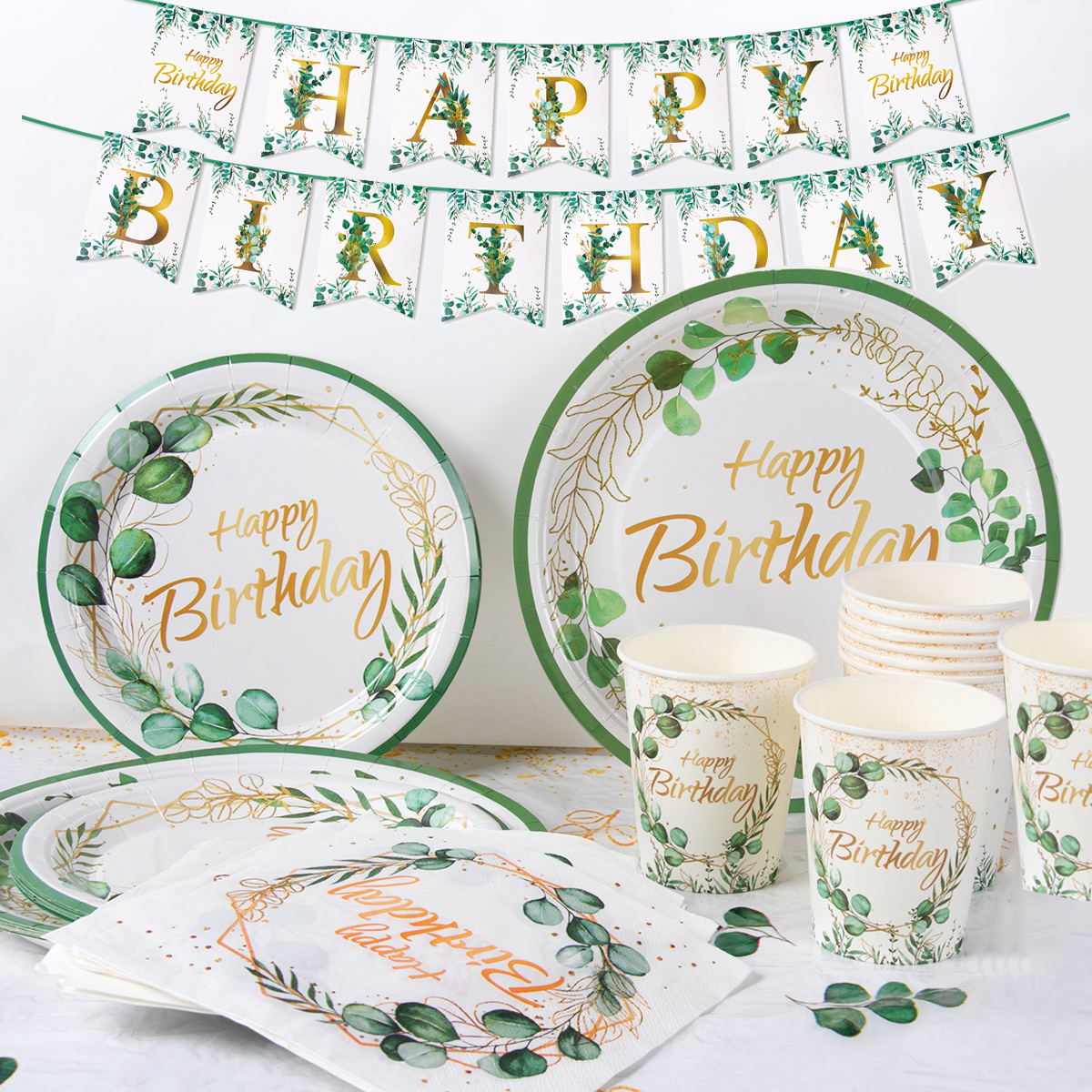 Green Eucalyptus Leaf Happy Bi - Table Cloth Disposable recensie en prijs
