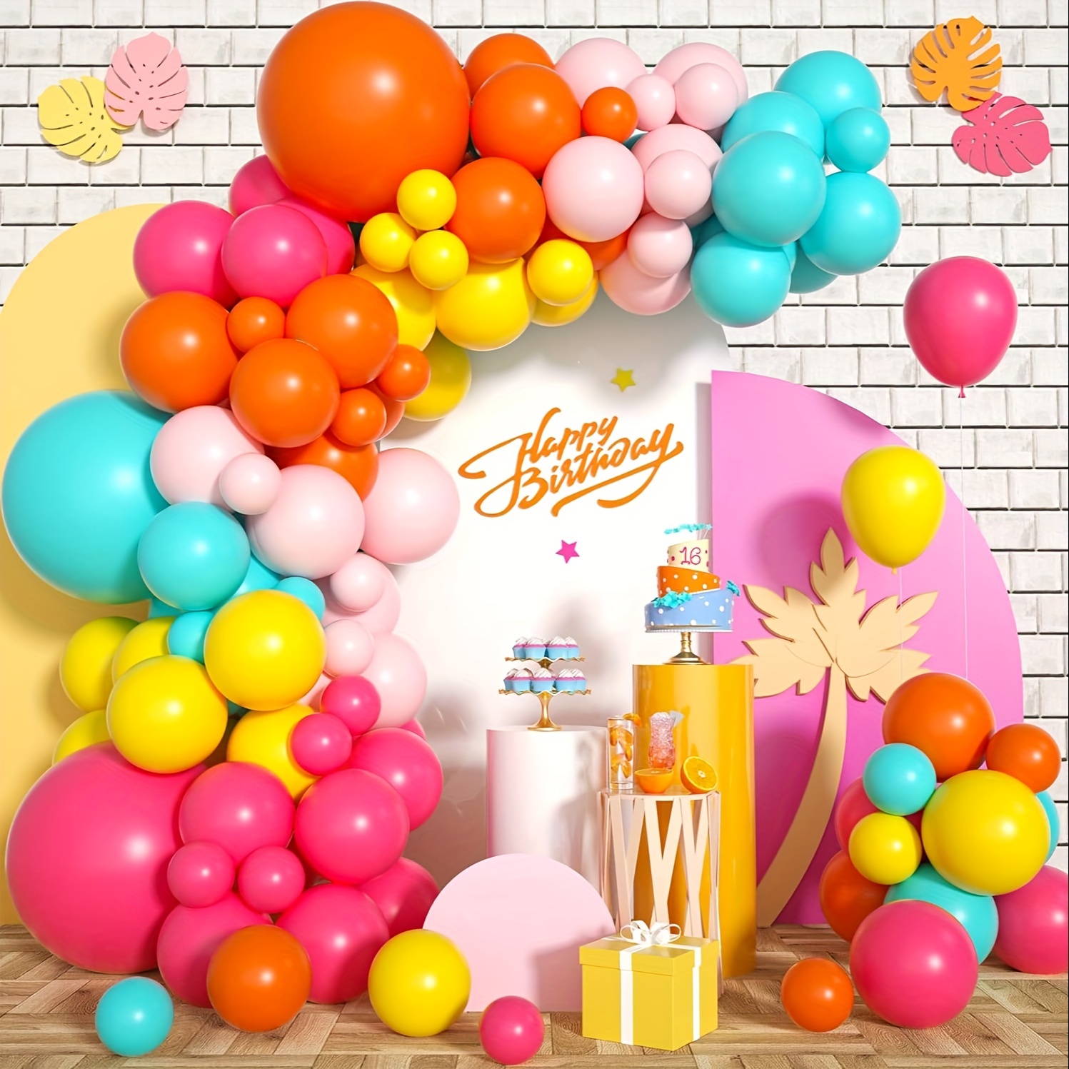 130pcs Pink Yellow Orange Ball - Balloon Arch Kit recensie en prijs