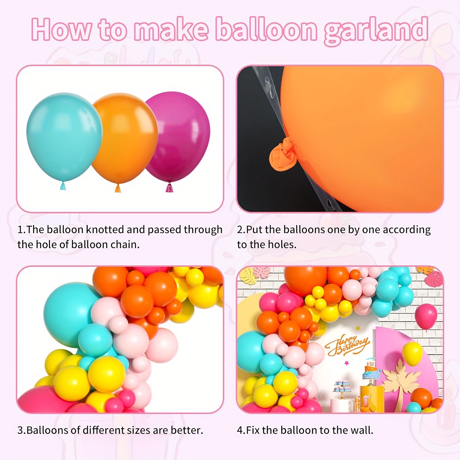 130pcs Pink Yellow Orange Ball - Balloon Arch Kit recensie en prijs