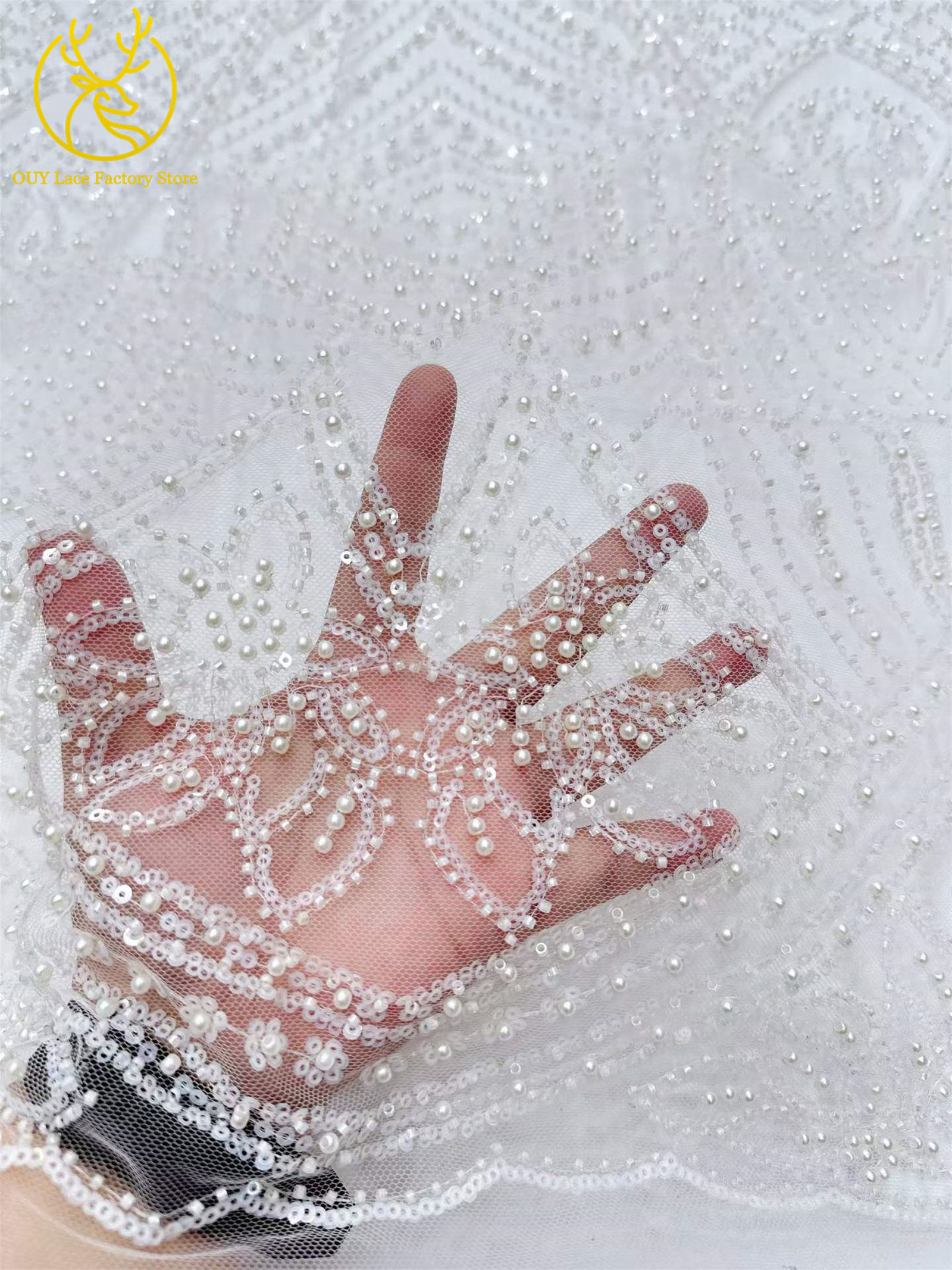 African Gold Beaded Lace Fabri - Glitter Tablecloth recensie en prijs
