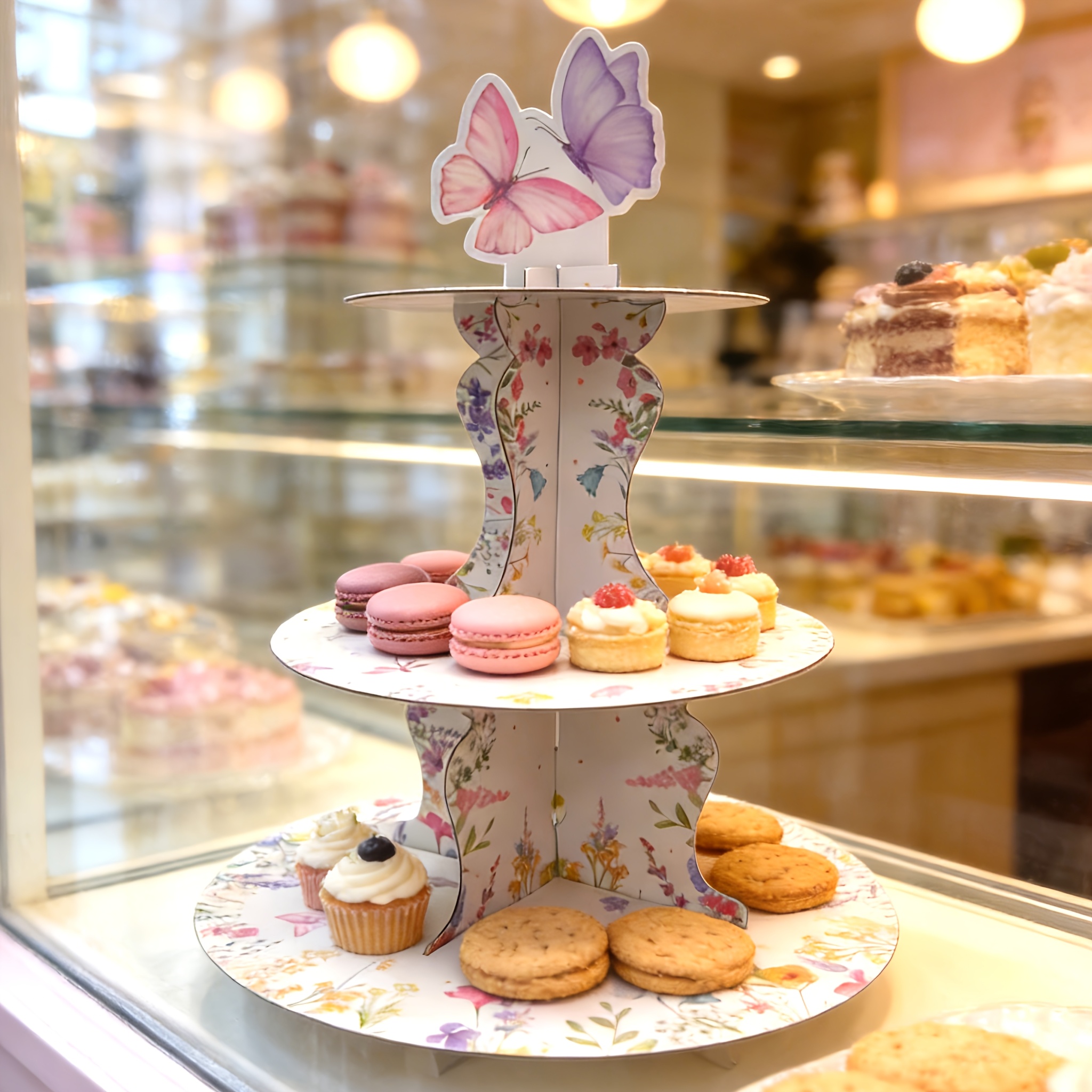 3-Tier Wildflower Butterfly Ca - Cupcake Stand Tier recensie en prijs