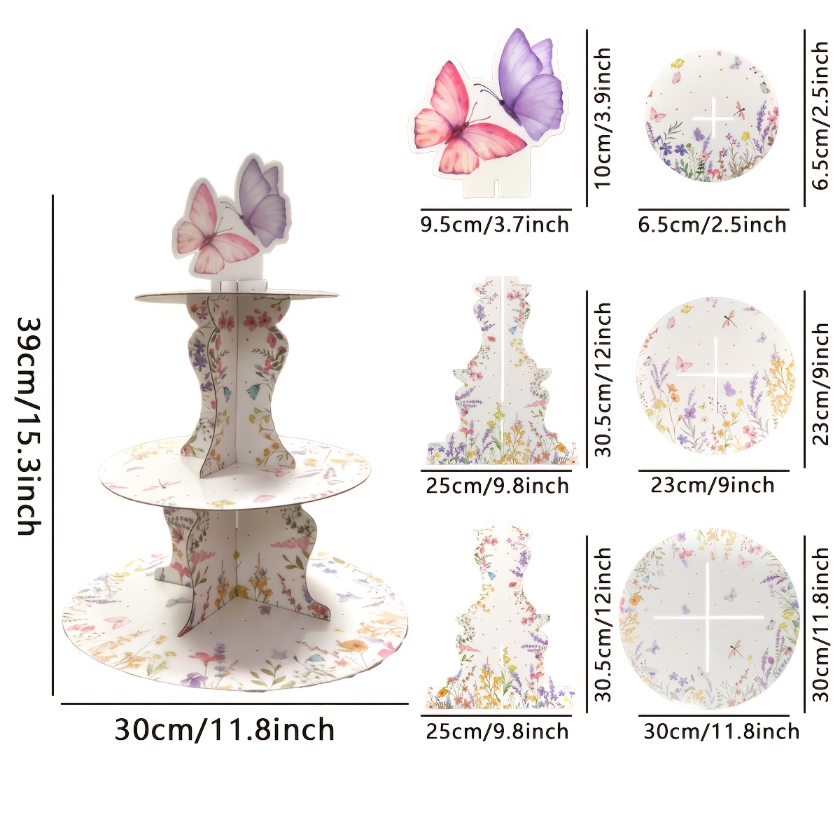 3-Tier Wildflower Butterfly Ca - Cupcake Stand Tier recensie en prijs