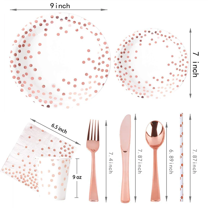 Rose Gold Party Tableware Kit  - Paper Straw Color recensie en prijs