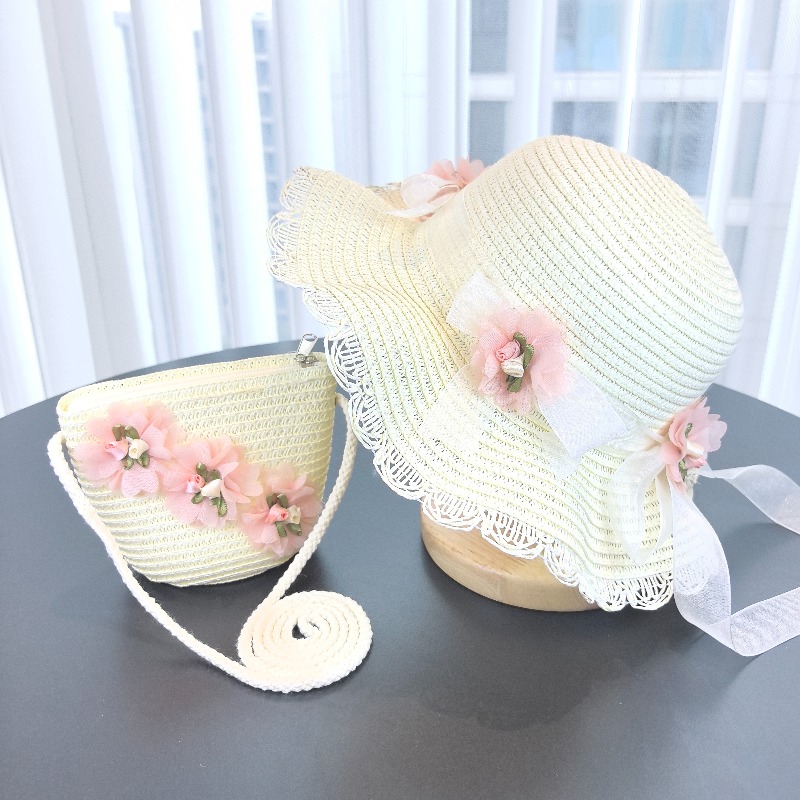 Girls 2pcs Straw Hat Solid Col - Paper Straw Color recensie en prijs