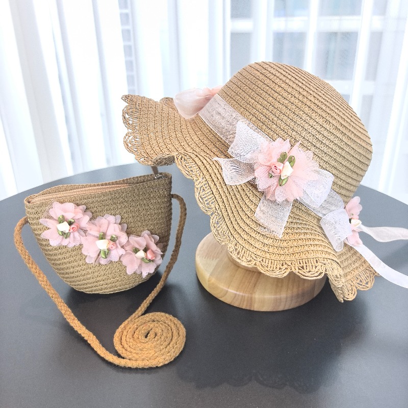 Girls 2pcs Straw Hat Solid Col - Paper Straw Color recensie en prijs
