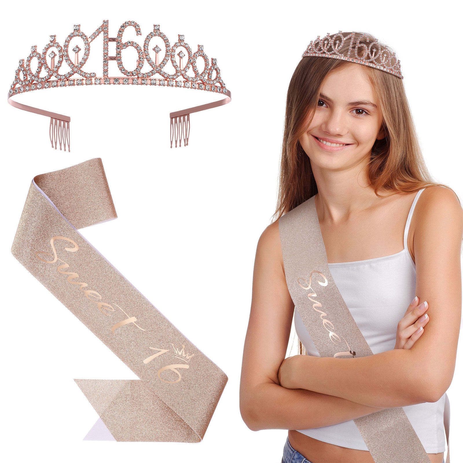 1Set Glittering Birthday Tiara - Birthday Sash Glitter recensie en prijs